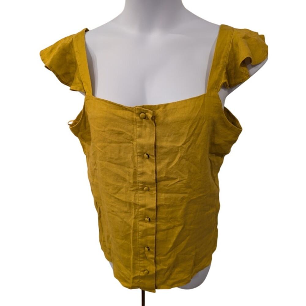 1230-M & S Collection Size 16 - Flutter Sleeve Tank -Mustard